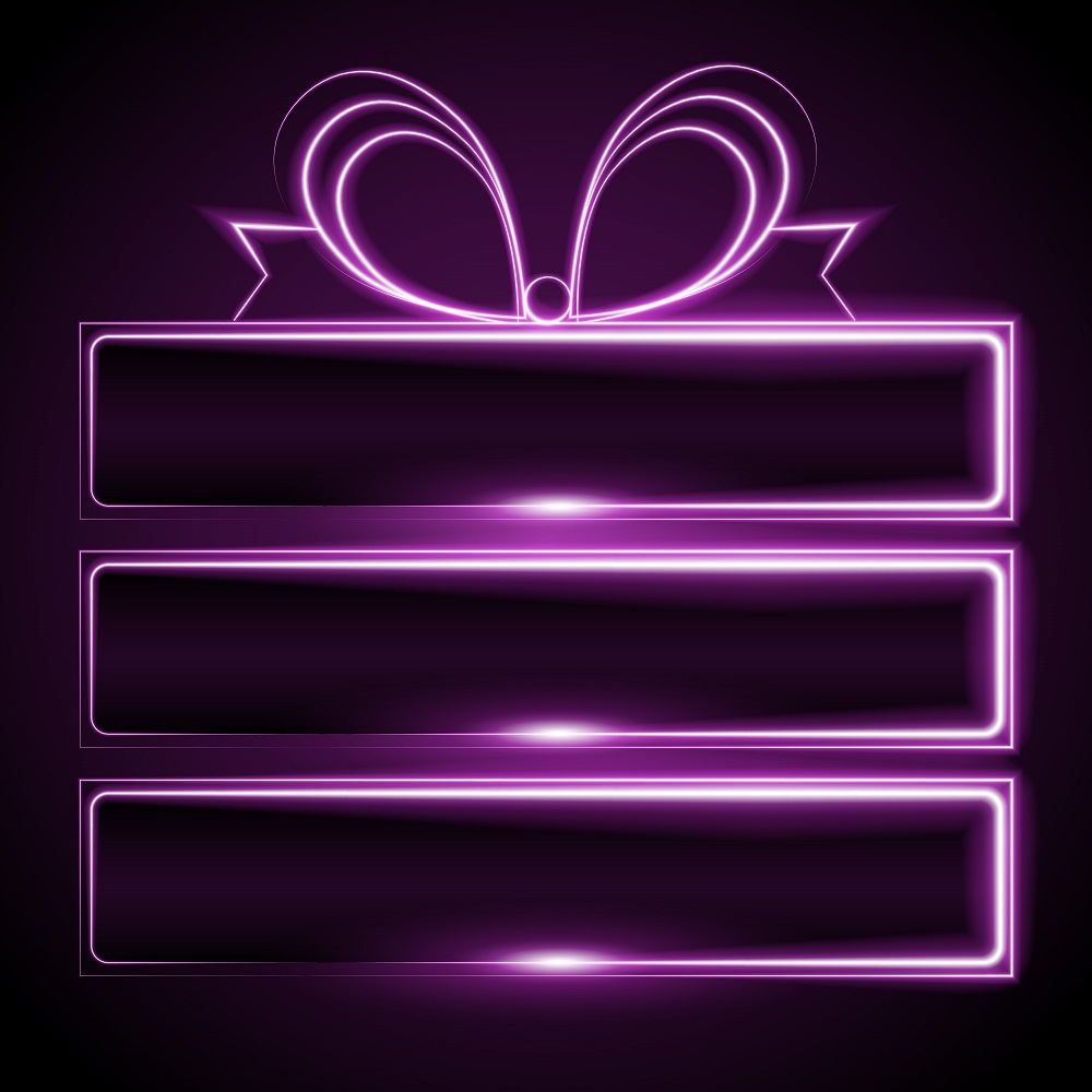 Pink neon lights gift box